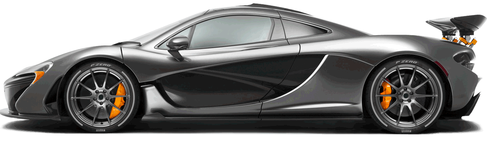 Gunmetal grey McLaren racecar with pristine alloy wheels and red painted brake calipers